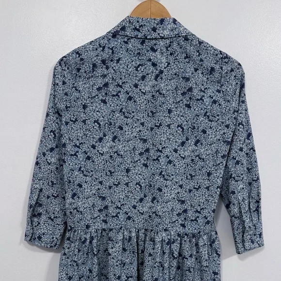 Tuckernuck Hayes Button Front Shirt Dress Blue Hydrangeas XXS